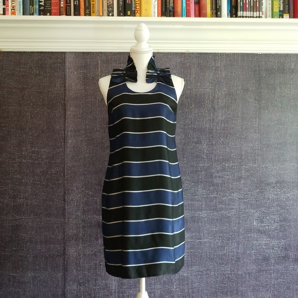 Banana Republic Black & Blue Stripe Cocktail Dress